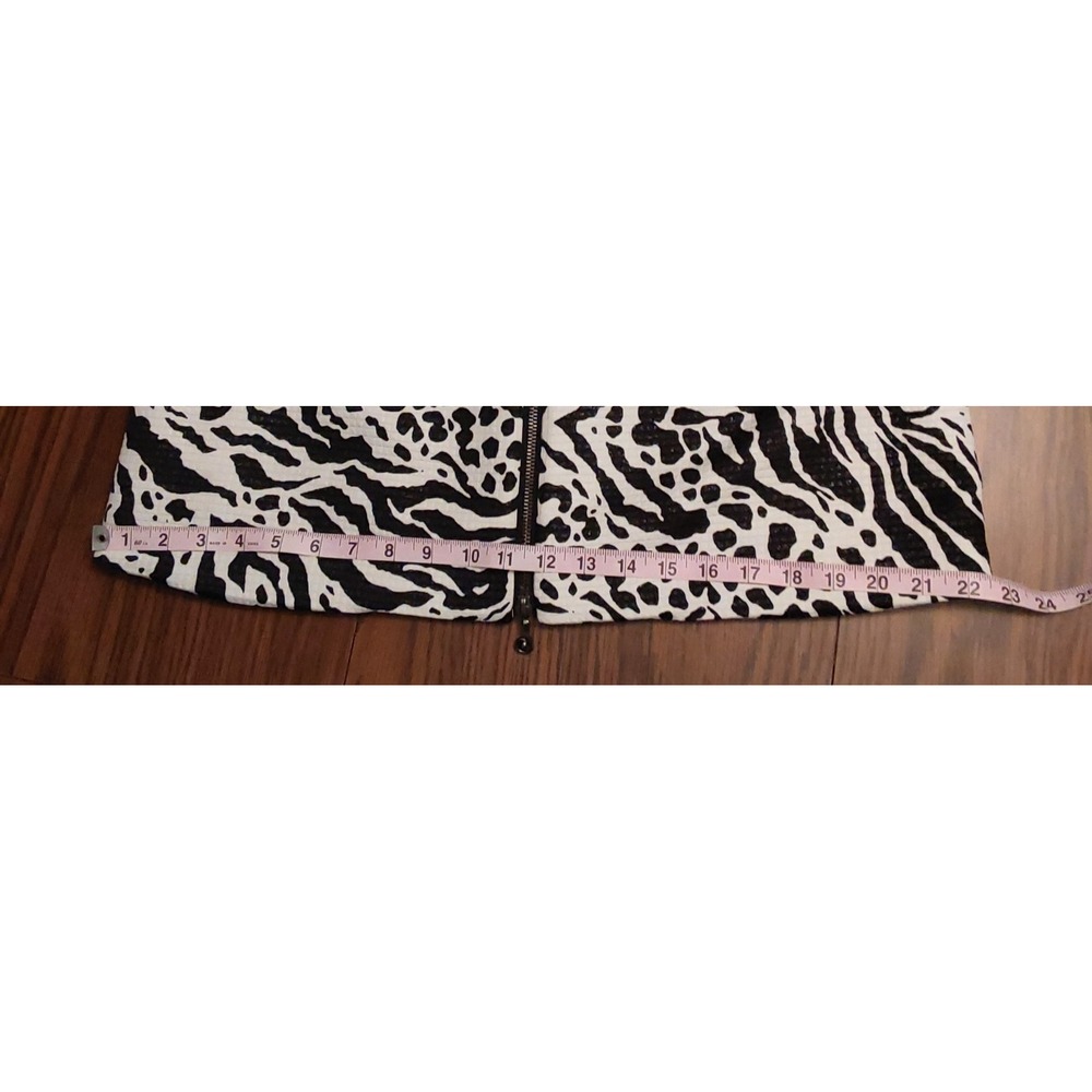 Samuel Dong Womens Zebra Animal Print Ruffle Collar Jacket Black White Small - Picture 12 of 12